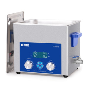 DK SONIC Ultrasonic Cleaner 10L 240W, Ultrasonic Carburetors Cleaner with Intelligent Mechanical Timer, Heater &Power Adjustable Function for Carburettors, Motorbike Engines, Chains