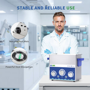 DK SONIC Industrial Ultrasonic Cleaner 3L 120W, Ultrasonic Jewelry Cleaner with Power Adjustable Function, Timer and Heater for Coins, Glasses, Necklaces, Watches Cleaning(Include Basket)